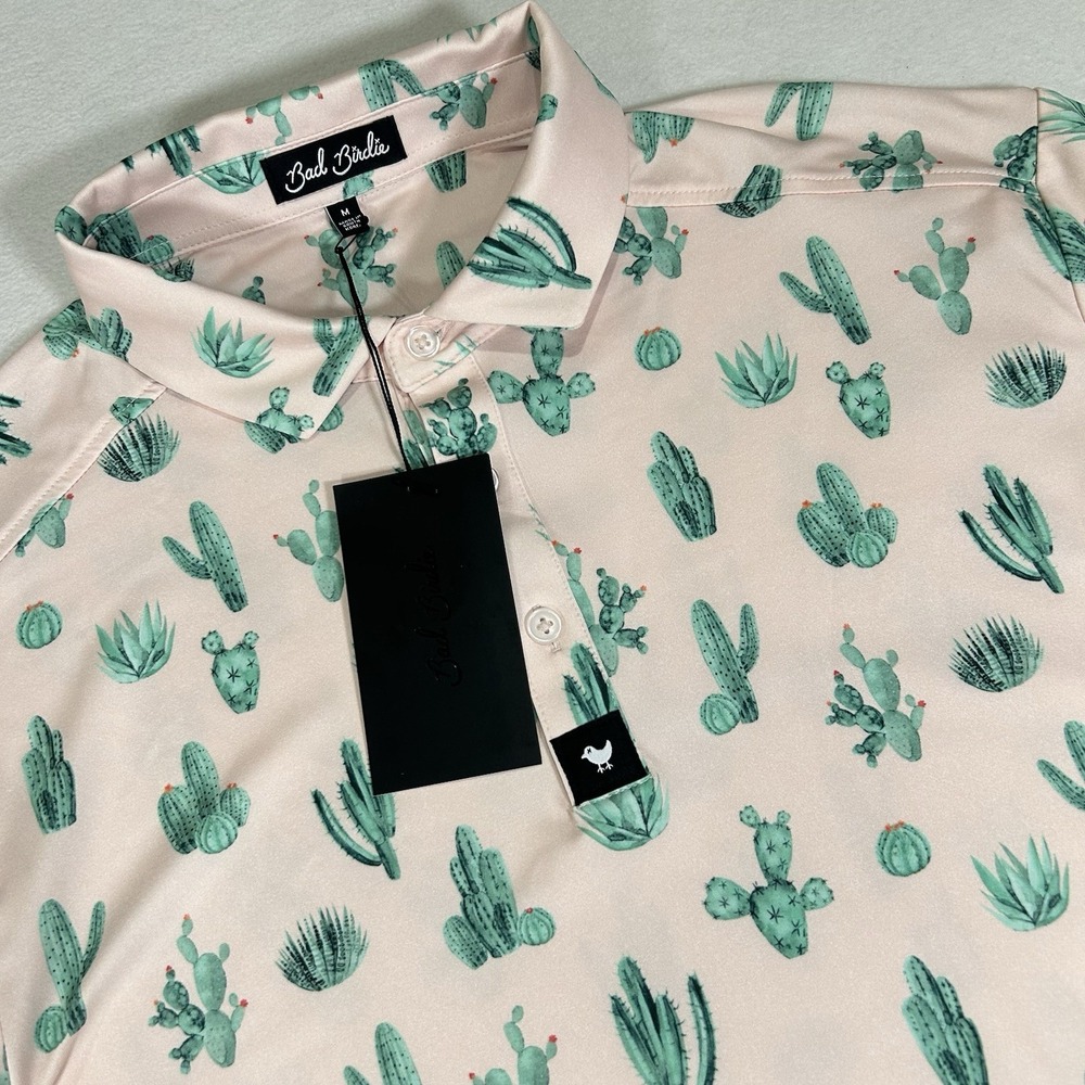 NWT Bad Birdie Core Short Sleeve Polo Shirt Men Small Thorn In Your Side‎ Cactus